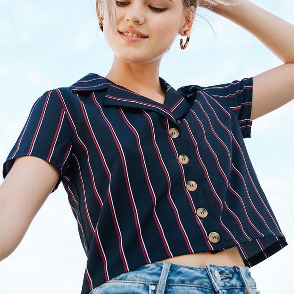 PacSun Navy Stripped Crop Top